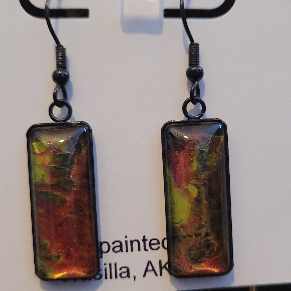 Handpainted glass earrings